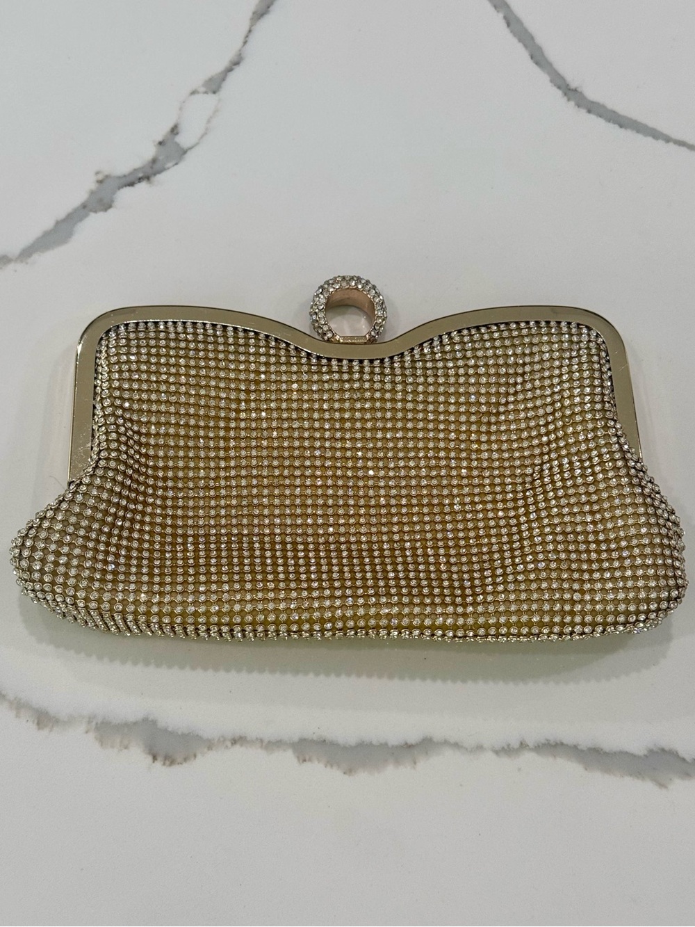 Gold Crystal Mesh Evening Clutch